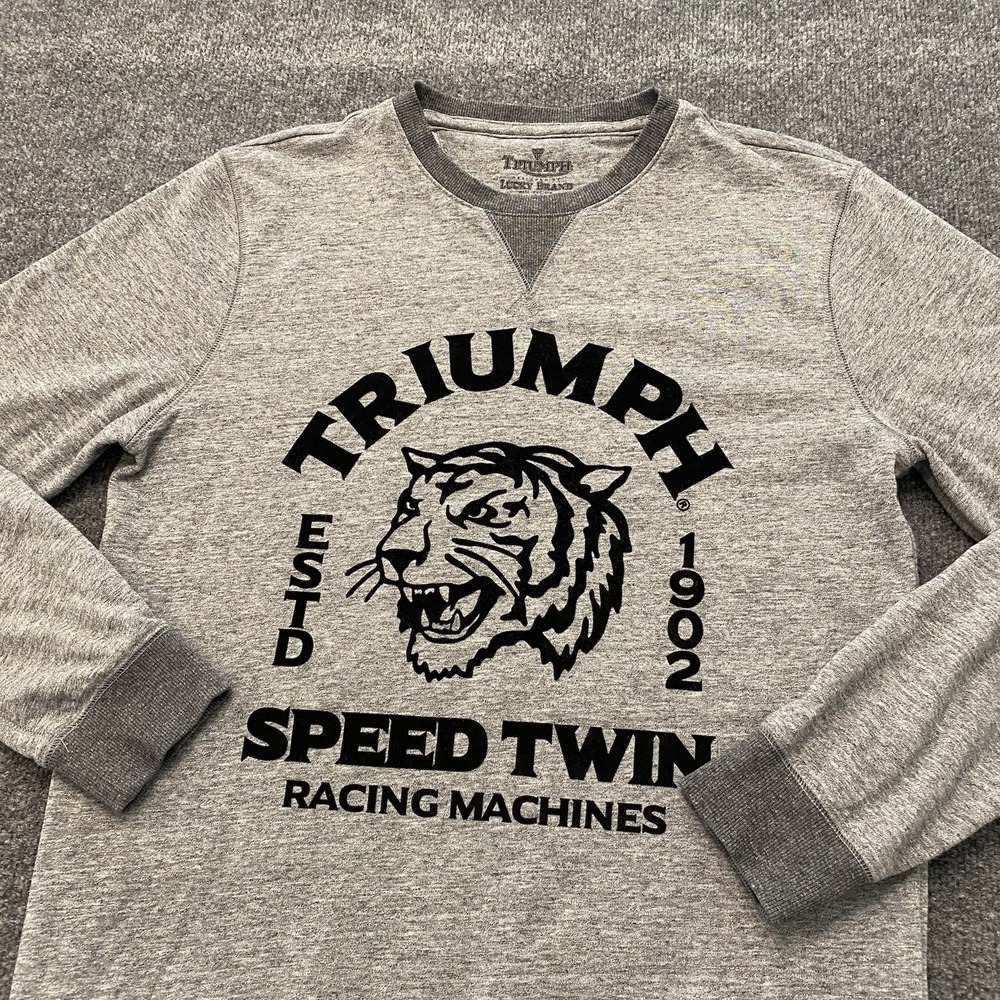 Lucky Brand Triumph Motorcycles Speed Twin Crew Neck Pullover Sweatshirt Mens M